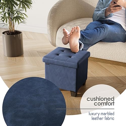 Miniatura 637 de Otomana plegable para dormitorio o sala de estar, con contenedores de almacenamiento, reposapiés para el extremo de la cama, soporta hasta 660 lb,