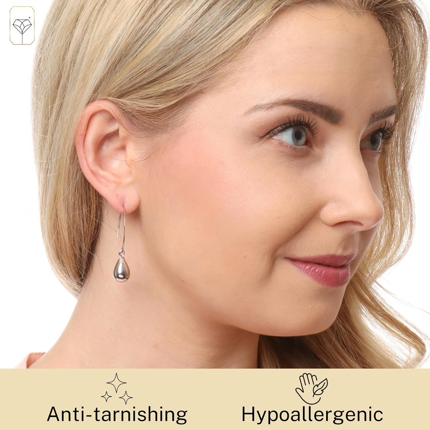 925 Sterling Silver Teardrop Earrings for Women with Hook | Lightweight 40MM Large Sterling Silver Dangle Earrings | Hypoallergenic Wire Dangle Drop Earring by MAX + STONE - Image 3