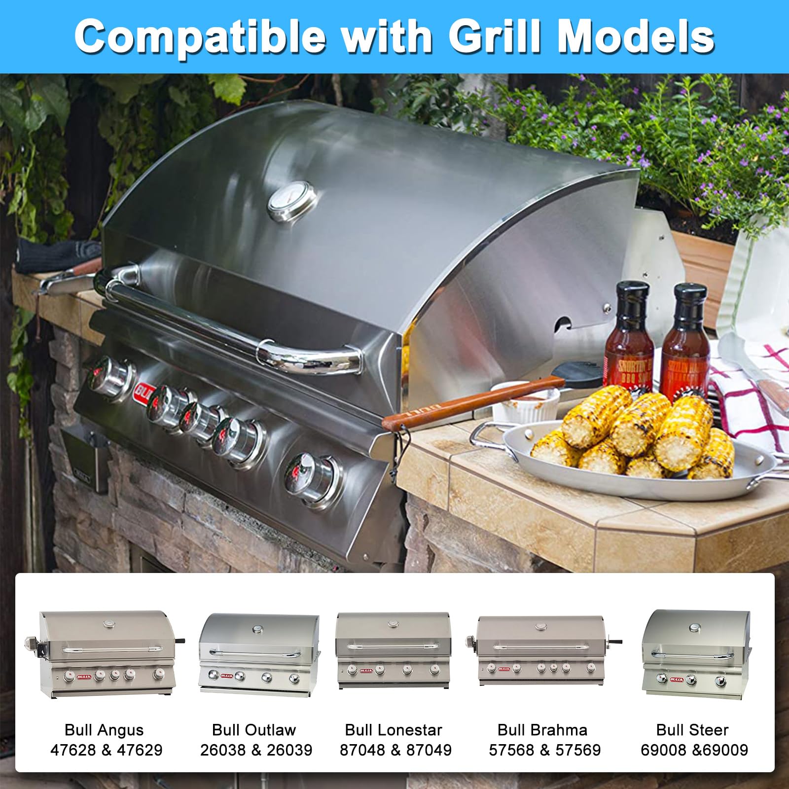 Adviace 16509 Grill Thermometer Temperature Gauge Replacement for Bull BBQ Grills, Small BBQ Thermometer for Bull Grill