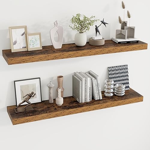 Miniatura 17 de Dreamland - Estantes flotantes de 32 pulgadas para pared, juego de 2 estantes flotantes largos de 9.3" de profundidad, estante grande de exhibición