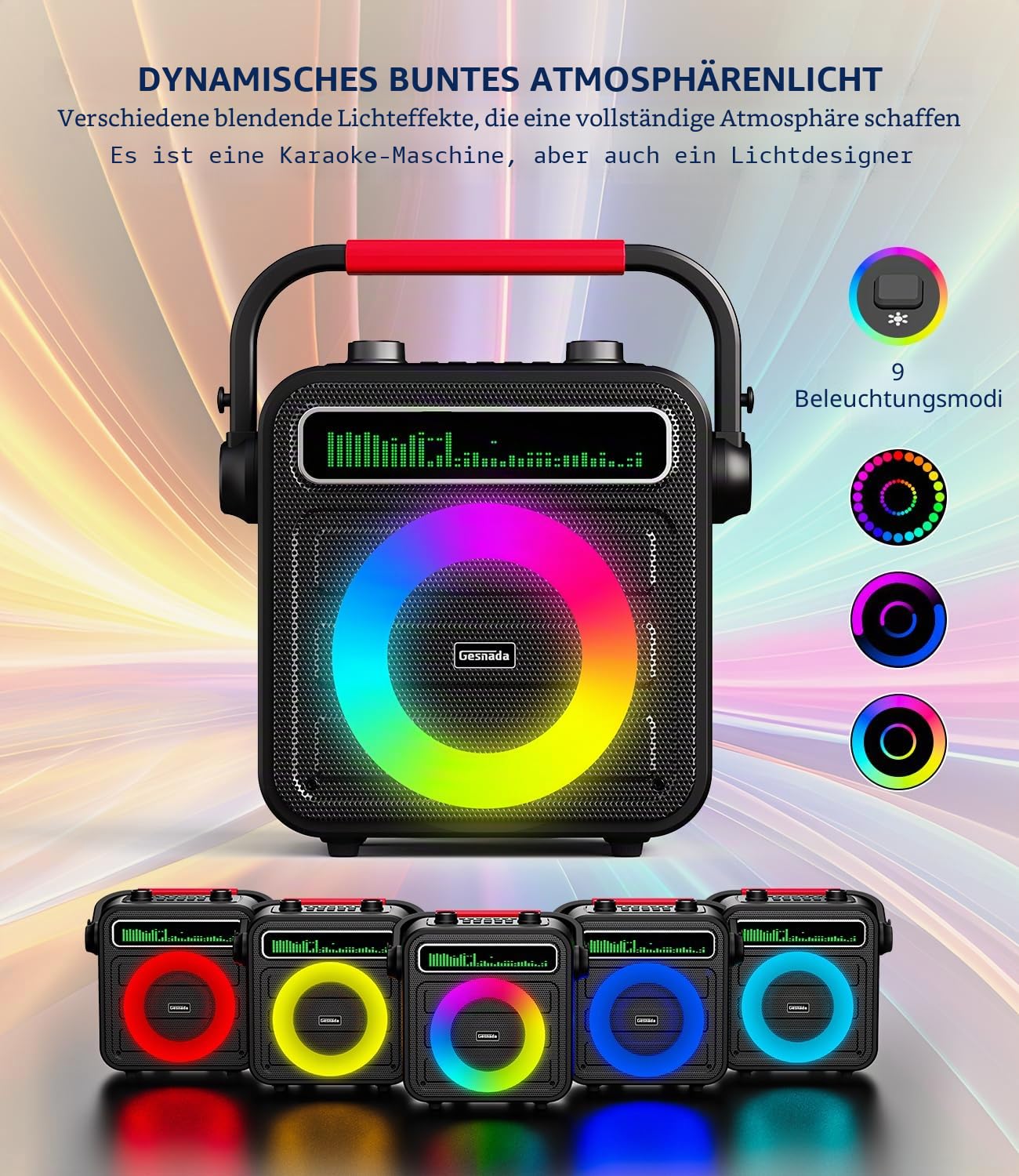 Karaoke Maschine für Erwachsene – Tragbare Anlage mit 2 Mikrofonen, Bluetooth/TF/USB/AUX/TWS, Lautsprecher & Mikrofon Kinder, Familie & Freunde
