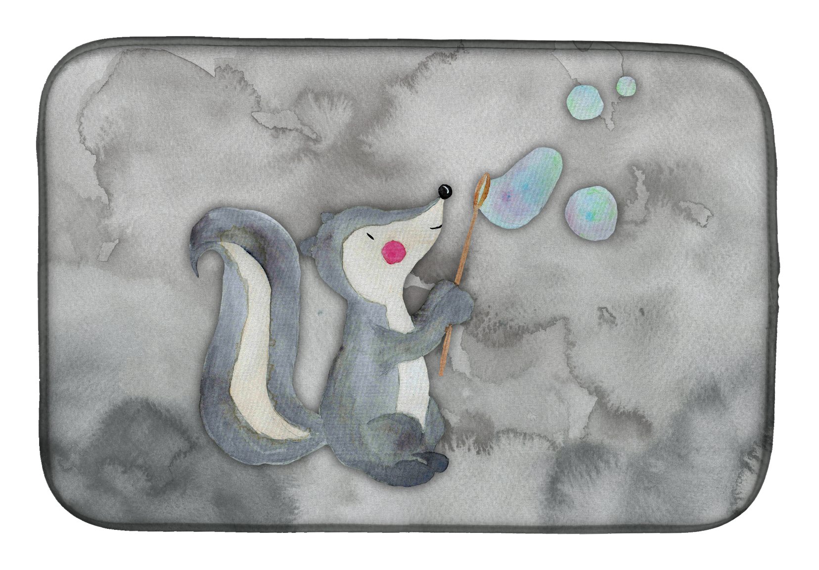 Tapis de séchage multicolore décoratif avec son illustration de mouffette