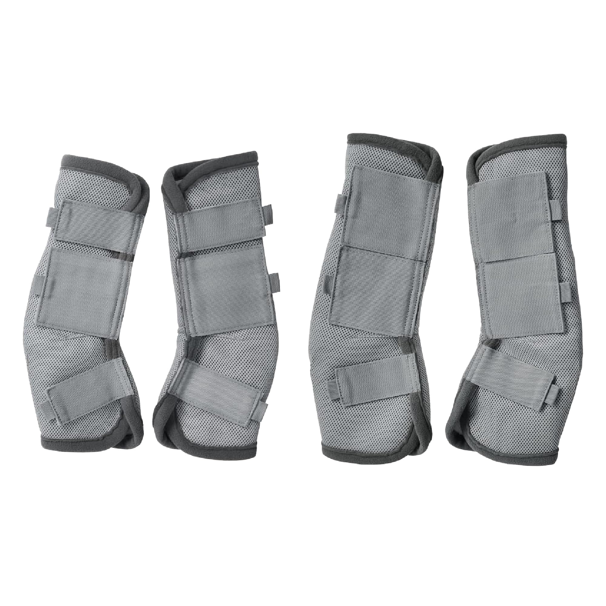 Ghette anti-mosche per cavalli, set di 4 pezzi, riducono i colpi di zampe, velcros rinforzati, rete traspirante, non sfregano, per pascolo e stalla, grigio largo