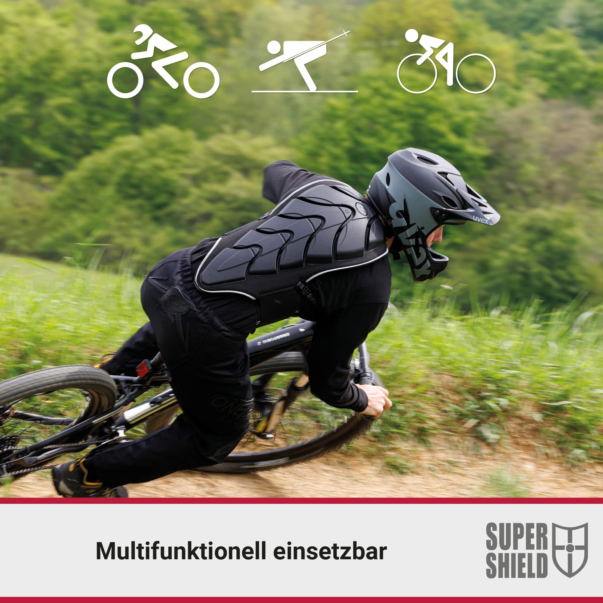 834 Rückenprotektor Motorrad, EN geprüft - Level 2, Umschnall-Rückenschutz, Verrutschsicher, Geringes Gewicht, Rückenprotektor Ski Damen, Protektor Snowboard Herren, S-L