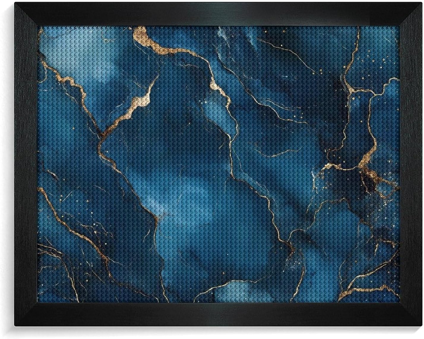 Marble Blue Gold Pattern Printed Diamond 5D Painting Kit 16x20in DIY Full Drill Craft with Tools for Home Wall Decor Gift White Wood 50 * 40cm