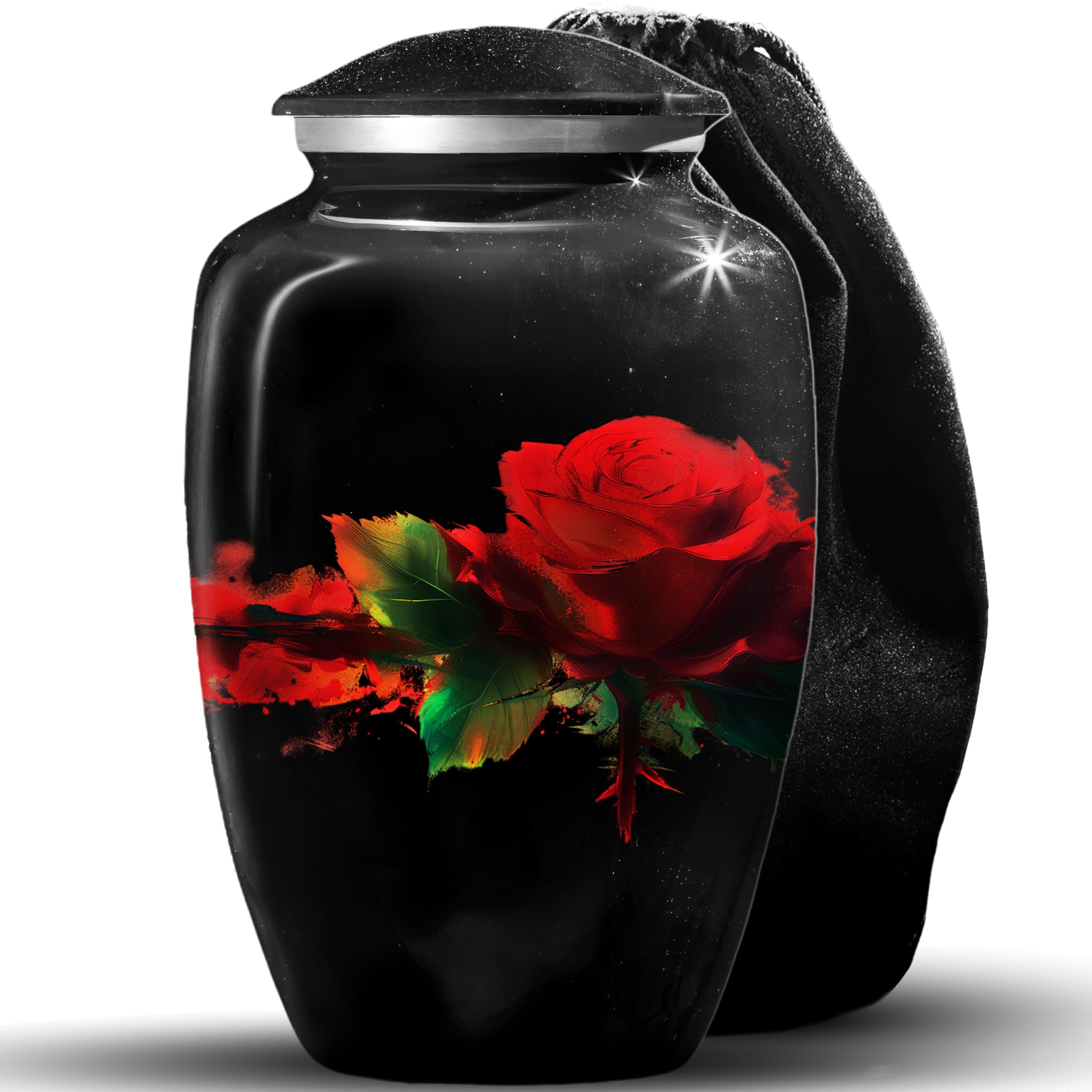UrnWorks U.S.A-made Flower Cremation Urn - Rose Design, Large