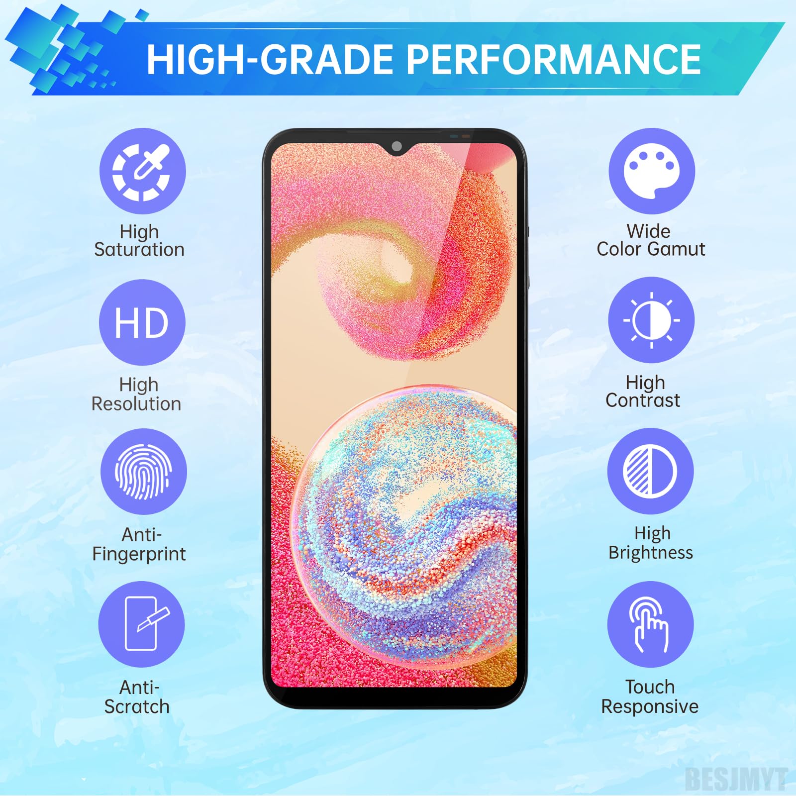 do Samsung Galaxy A04e zamiennik ekranu z ramką wyświetlacz LCD dotykowy digitizer pełny montaż mocowanie szkło z zestawem narzędzi naprawczych SM-A042F (A042f A042a A042w A042u)