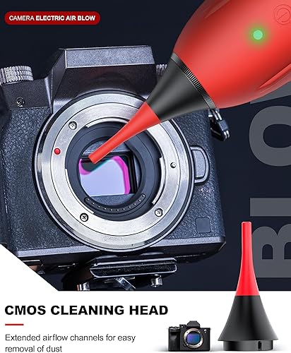 Miniatura 8 de LYNCA Soplador de aire electrónico portátil recargable, plumero de aire eléctrico, plumeros de aire inalámbricos, compatible con cámara, lente, kit