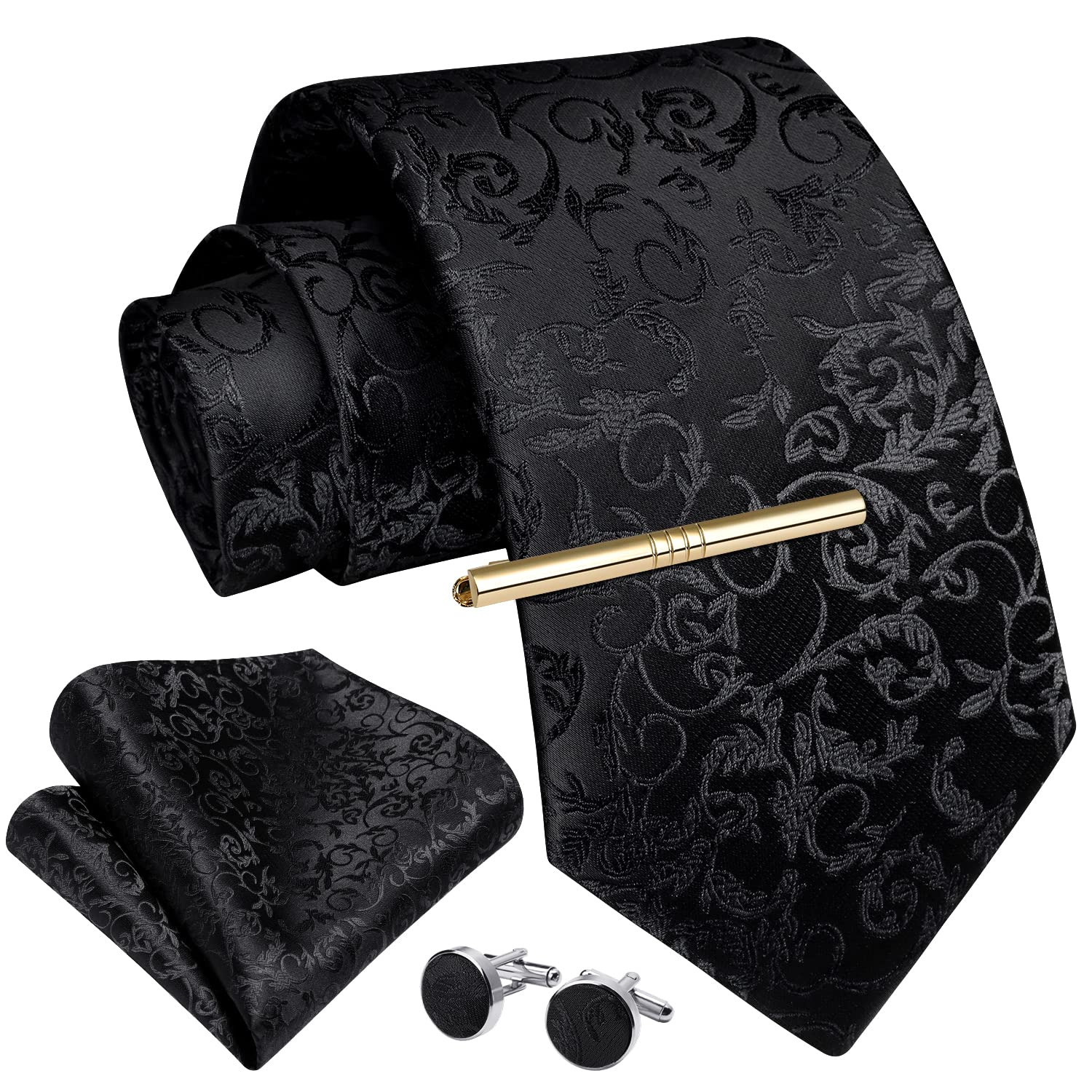 Enlision 9CM Corbata Paisley Corbata Pañuelo Bolsillo Corbatas y Gemelos Corbata Clip Conjunto para Hombre