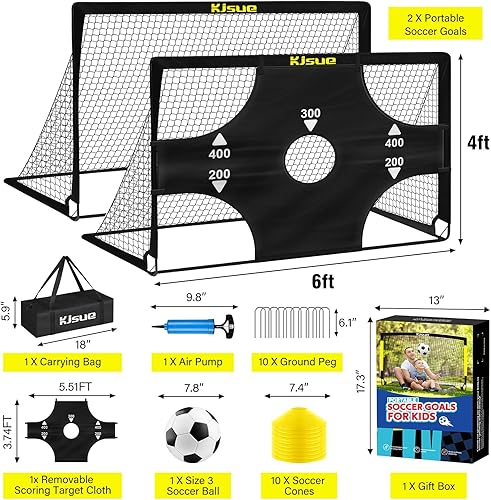 Miniatura 2 de Juego de portería de fútbol infantil para patio trasero 2 de 6 x 4 pies, equipo de entrenamiento de portería de fútbol, red de fútbol para niños de