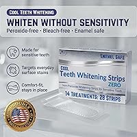 Vista 2 de Tiras blanqueadoras de dientes sin peróxido para dientes sensibles, blanqueamiento suave y seguro de esmalte, tiras blancas veganas sin blanqueador