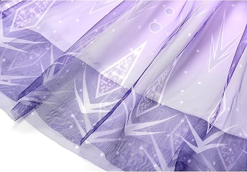 Miniatura 6 de Vestido de princesa para niñas, vestido de princesa morado con accesorios para Halloween, fiesta de reina de las nieves, cosplay