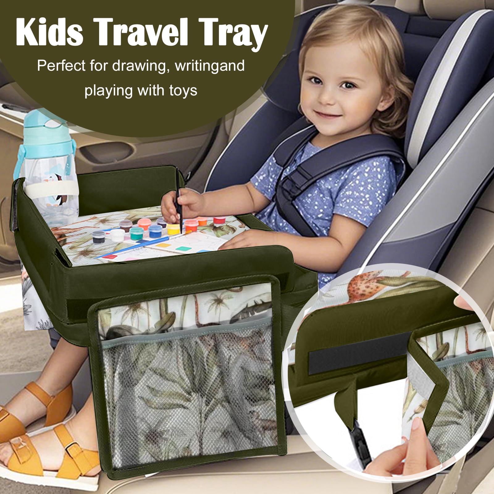 Vassoio da Viaggio per Seggiolino Auto e Aereo per Bambini, Vassoio per Seggiolino Auto per Bambini, Tavolo Portatile per Auto per Attività di Viaggio per Bambini, Organizzatore per Seggiolino