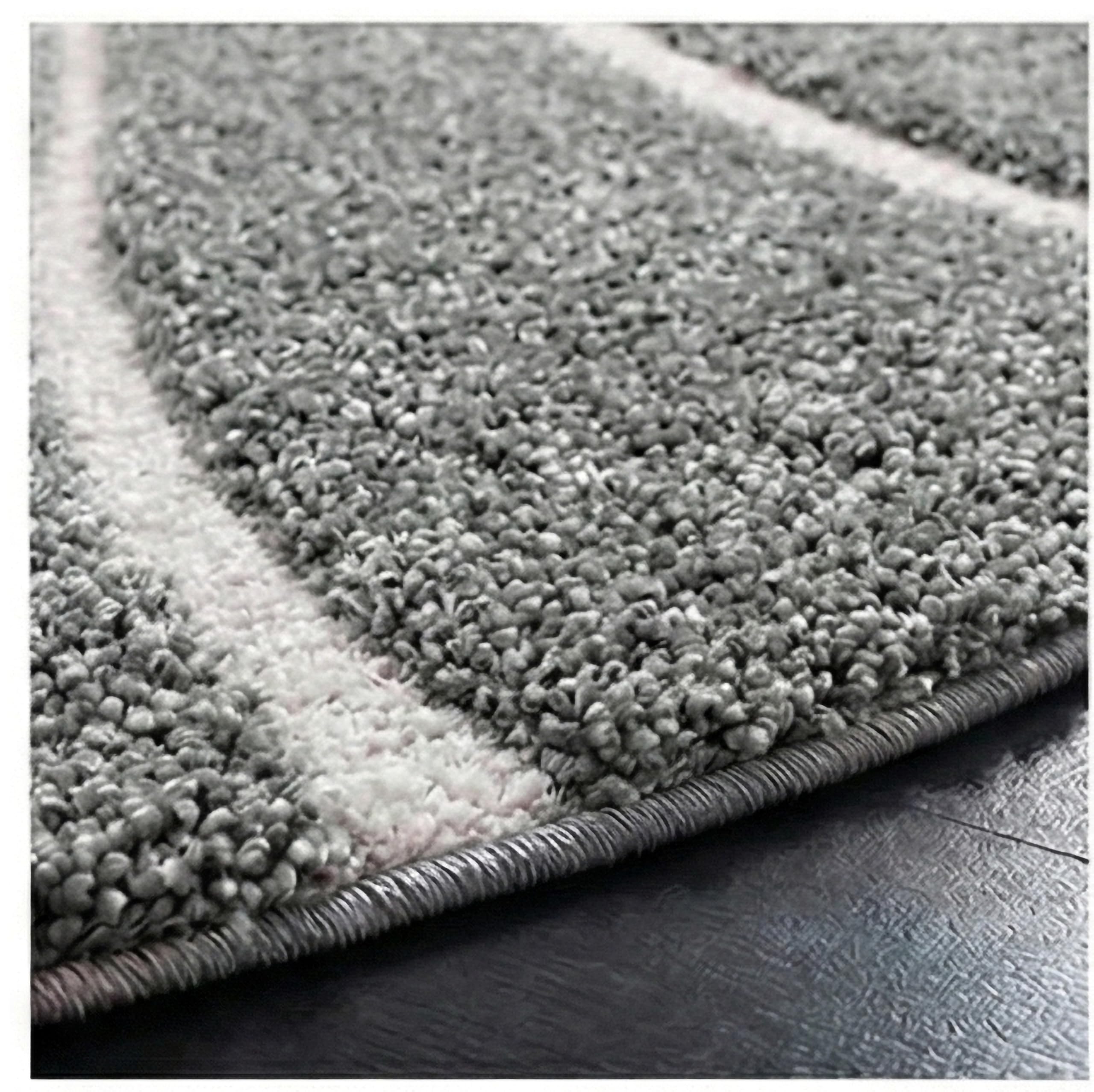 RUGEDGE Gray Geometric Round Shaggy Rug - Fluffy Carpet for Living Room,Bathroom Door mats Anti Slip Circle Area Carpet, Hallway, Kitchen, Circle Area Carpet (4 Ft Round) 3