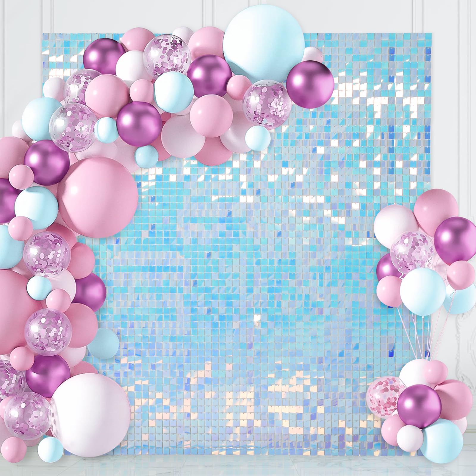 Rainbow Glitter Shimmer Wall Backdrop 6ftx6ft Sequin Wall Backdrop Panels Decor for Birthday Anniversary Wedding Bachelorette Party Supplies