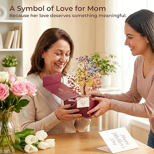 Miniatura 4 de Árbol de la vida de cristal curativo de 7 chakras, árboles bonsái hechos a mano para energía positiva, dinero y buena suerte, árbol para decoración