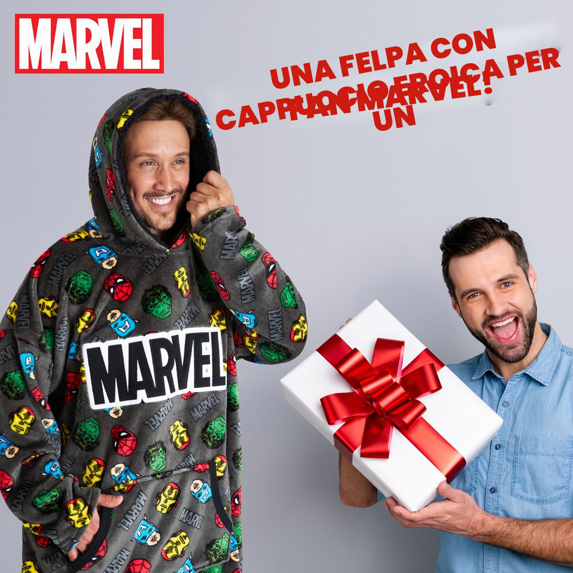 Marvel Felpa Uomo con Cappuccio - Felpe Oversize Uomo in Pile