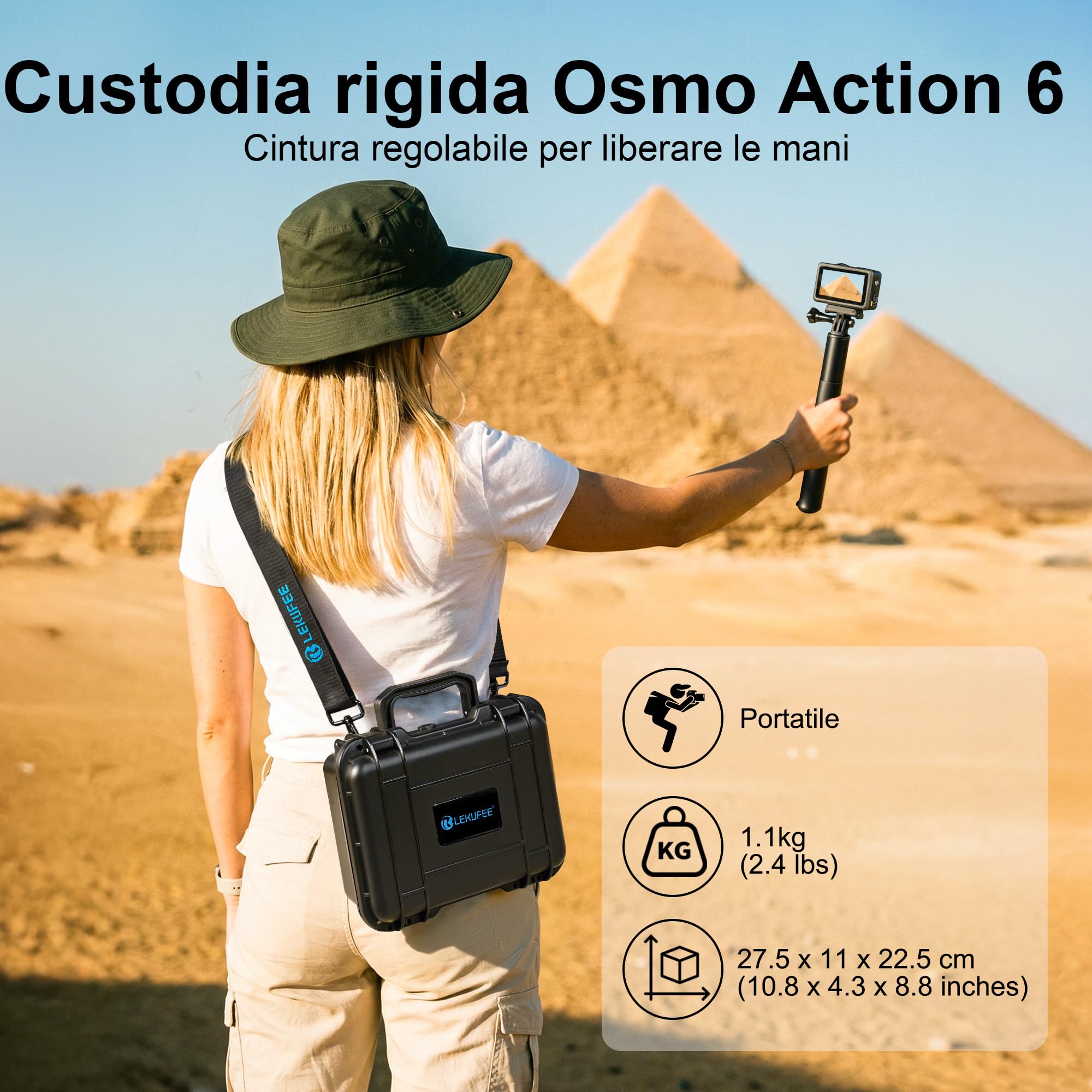 LEKUFEE Piccola Custodia Rigida Impermeabile per DJI Osmo Action 6/5 Pro/4/3,Combo Adventure,Combo Essenziale,Combo Standard e Accessori (Solo Valigia)