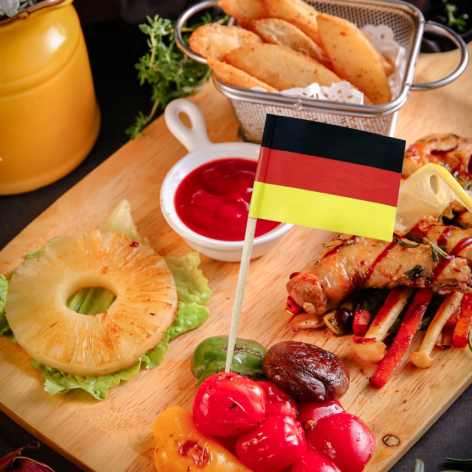 COSORO 100 Piezas Bandera de Palillos de Dientes Alemania,Mini Bandera Cóctel Pastel Sándwiches Comida Fruta Pastelería Decoración, Cupcake Fiesta Pub Copa del Mundo Decoración