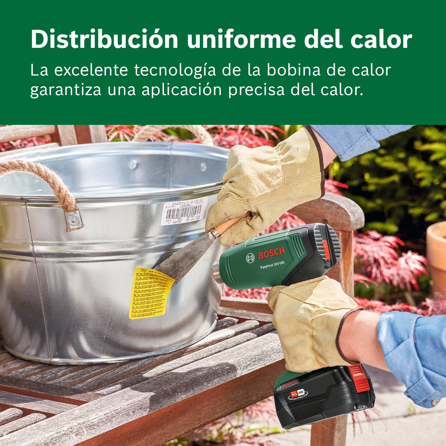Bosch EasyHeat 18V-500 pistola de aire caliente a batería 18V con boquilla reductora