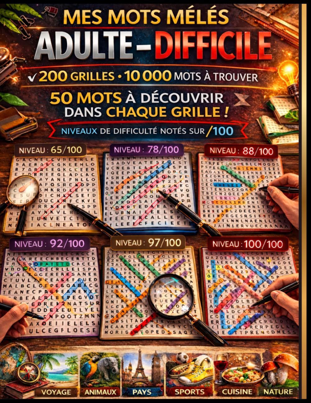 Mes Mots Mêlés – Adulte Difficile: 200 grilles captivantes • 10 000 mots à découvrir • 50 mots par grille • Difficulté progressive pour adultes • Le défi parfait pour entraîner votre cerveau