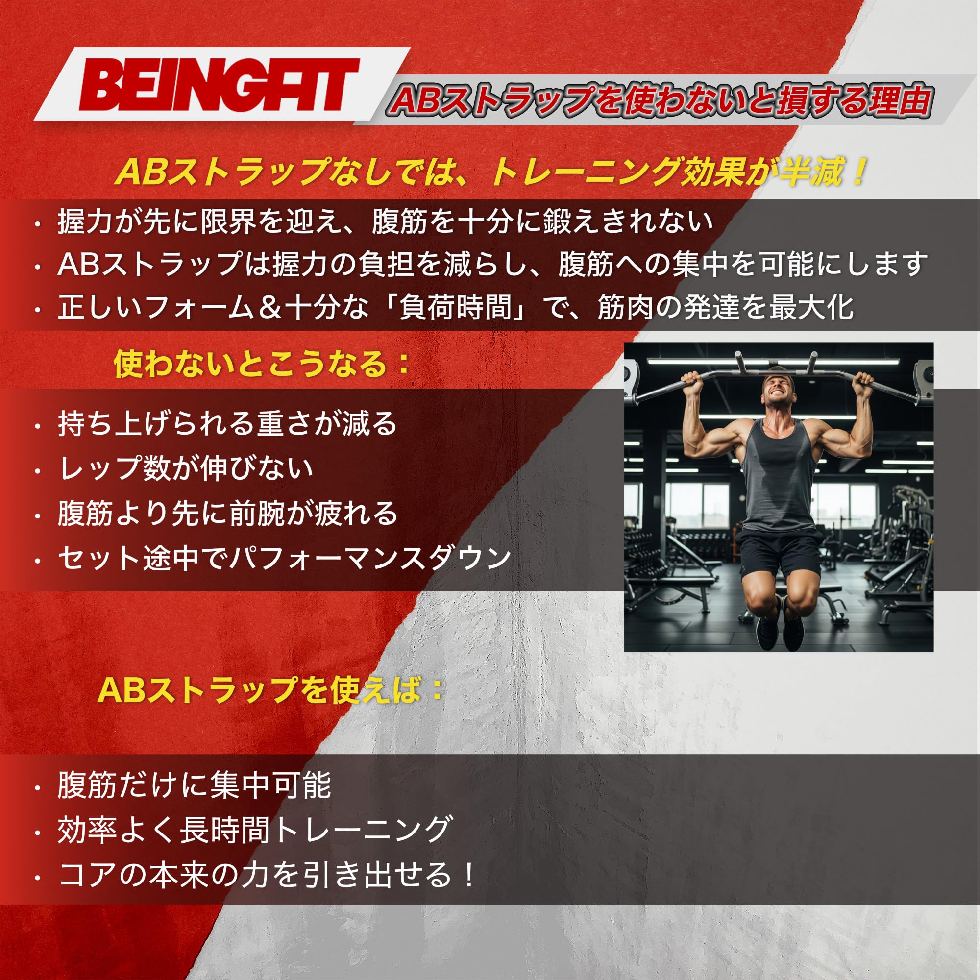 Amazon | Beingfit アブストラップ 2個セット 腹筋トレーニング用 懸垂