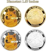 Vista 2 de Colección de monedas Dogecoin, moneda virtual de perrito, moneda Shiba Inu chapada en oro y plata conmemorativa Ccoin