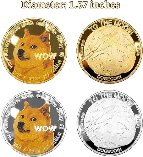 Miniatura 2 de Colección de monedas Dogecoin, moneda virtual de perrito, moneda Shiba Inu chapada en oro y plata conmemorativa Ccoin