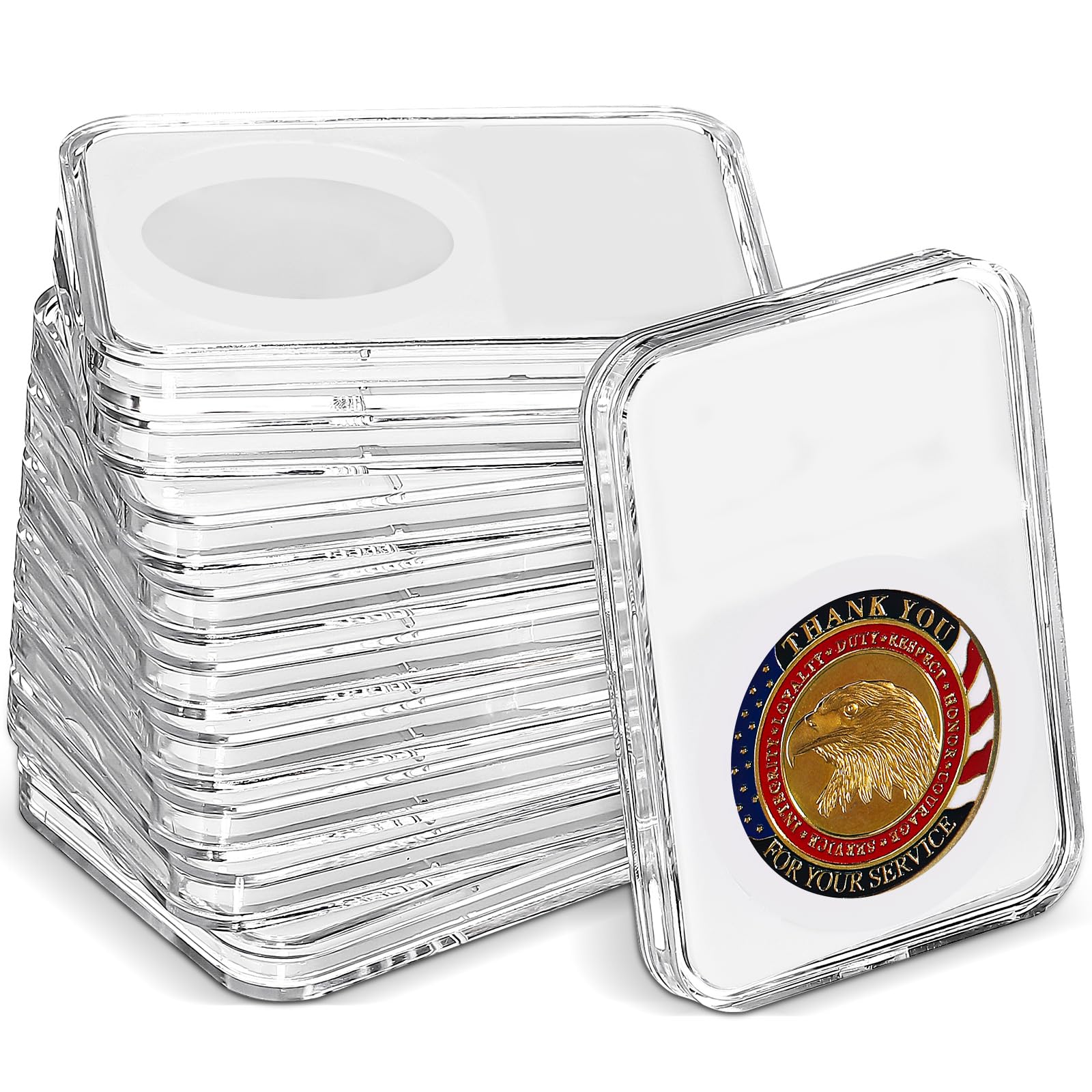 Wonderjune Coin Slab Display Holder Storage Case for Morgan, Peace, IKE Silver Dollar Coin, Clear Acrylic Cases for Coin Organize and Collection (