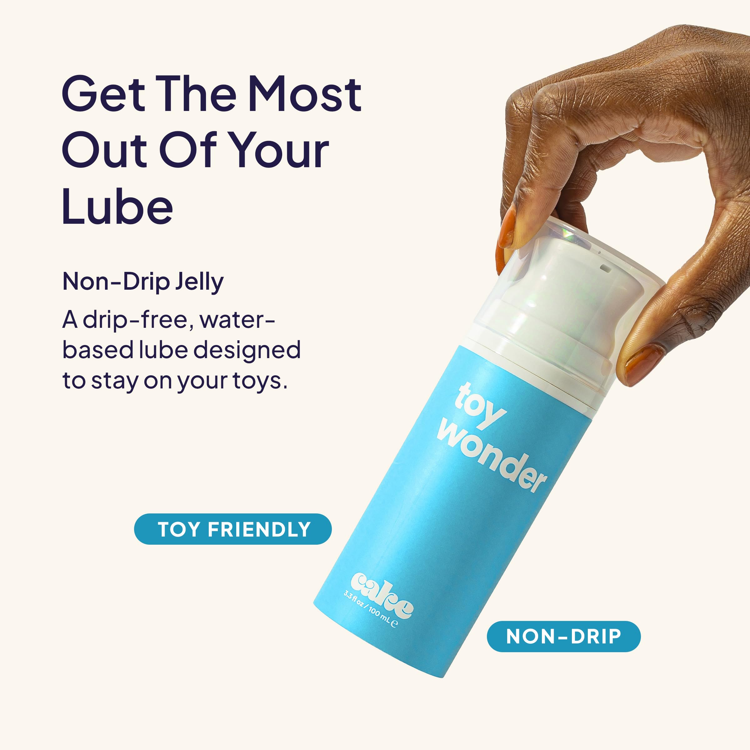 Hello Cake Toy Wonder, Thick Water-Based Personal Lubricant for Use with Adult Toys, Non-Drip Jelly Lube for Men, Women, and Couples, 3.3 fl oz