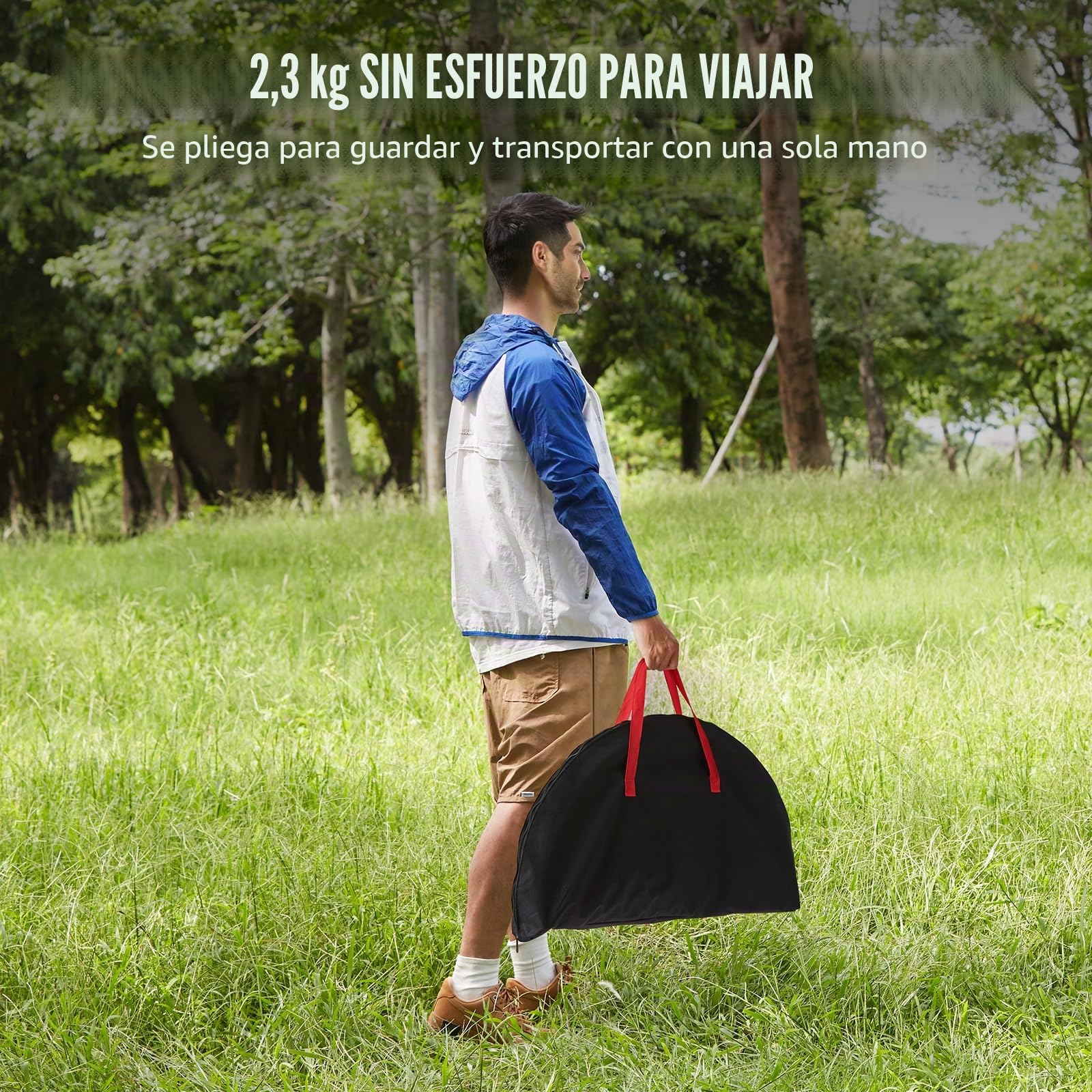VEVOR Mesa de Camping 72x72x61 cm Carga de 25 kg Mesa Plegable Portátil para Exteriores Bandeja Ligera en Tejido Oxford 600D Estructura de Acero con Bolsa de Transporte para Playa Pícnic Barbacoa
