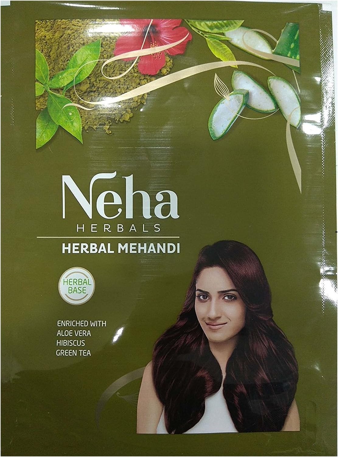 Neha 100% Herbal Mehandi, Natural Henna Hair Color,Enriched with 10 Natural Herbs Like Green Tea,Aloe Vera,habiscus (55gm)