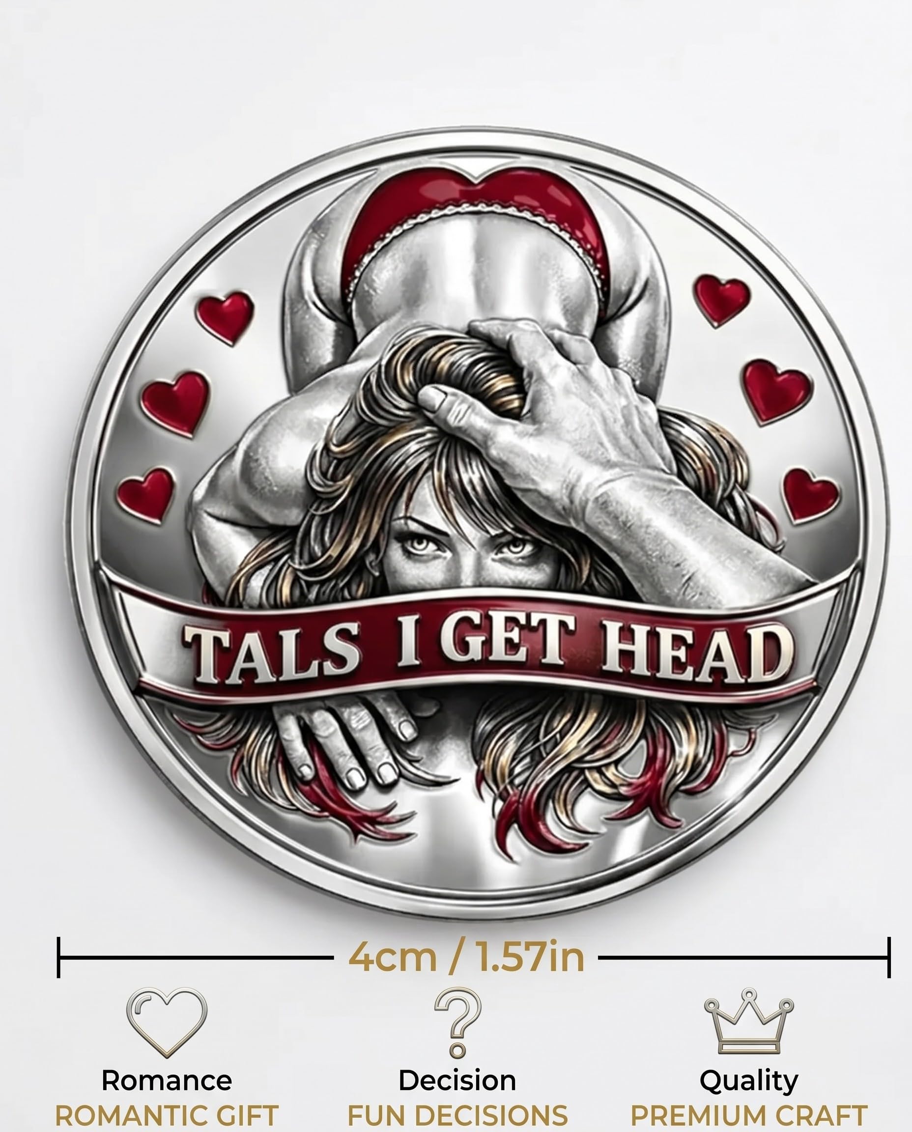 Moneda de Desafío para Parejas 1 Unidad Moneda Conmemorativa con Relieve 3D Regalo Divertido para Parejas Decisión Romántica Momentos Lúdicos San Valentín Aniversario