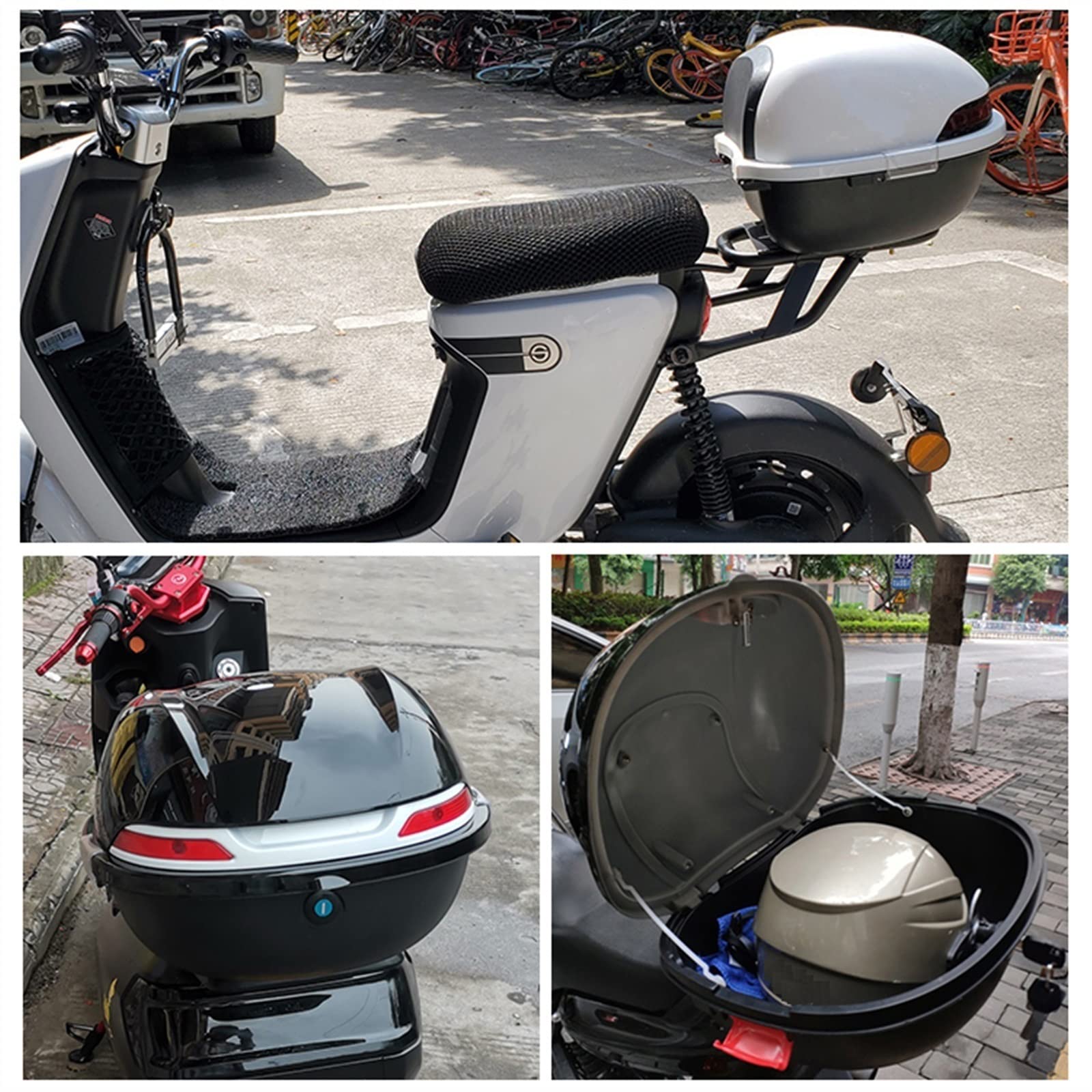 Kufer bagażnika motocyklowego, uniwersalne kufry motocyklowe o dużej pojemności, duże kuferki motocyklowe turystyczne, z blokadą antykradzieżową, do przechowywania bagażu na kask sklepowy (kolor: ró
