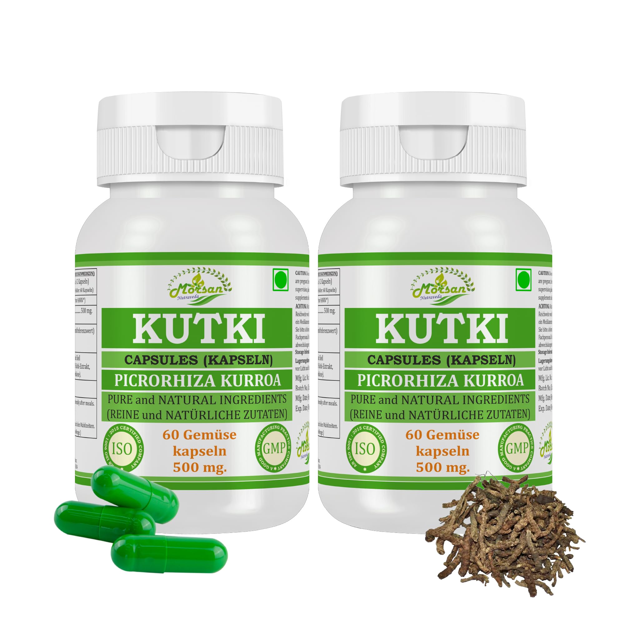 Picrorhiza Kurroa Extrakt-Kapseln für Männer und Frauen | Ayurvedische Kräuterergänzung/Heilmittel | 10:1 Stärke (2 Flasche mit 60 Kapseln)