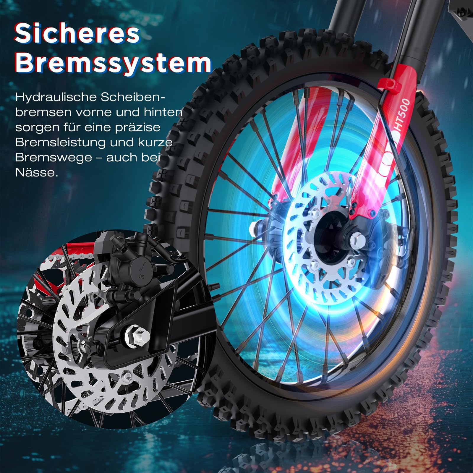 HITWAY HT500 Elektrisches Offroad-Motorrad, 4000W Spitzenleistung bürstenloser Motor, 60V 27Ah Lithium-Akku, bis zu 45 km/h, 45–60 km Reichweite, hydraulische Scheibenbremsen, EEC-zugelassen mit COC