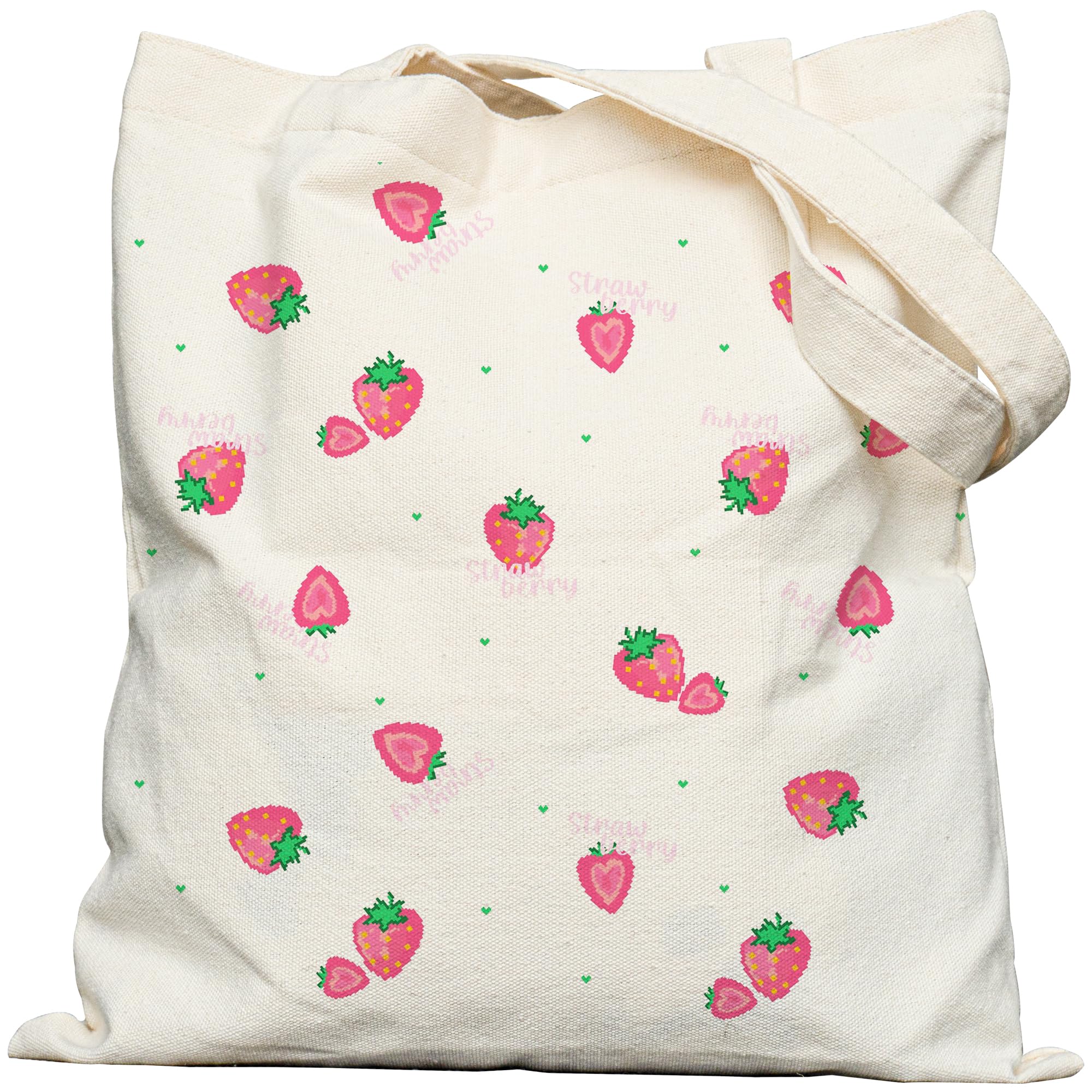 EFFUSON Canvas Tote Bag with Aesthetic Prints, Cute Tote Bag for Women Girls with Wide Strap, Gifts for Cat Book Lovers