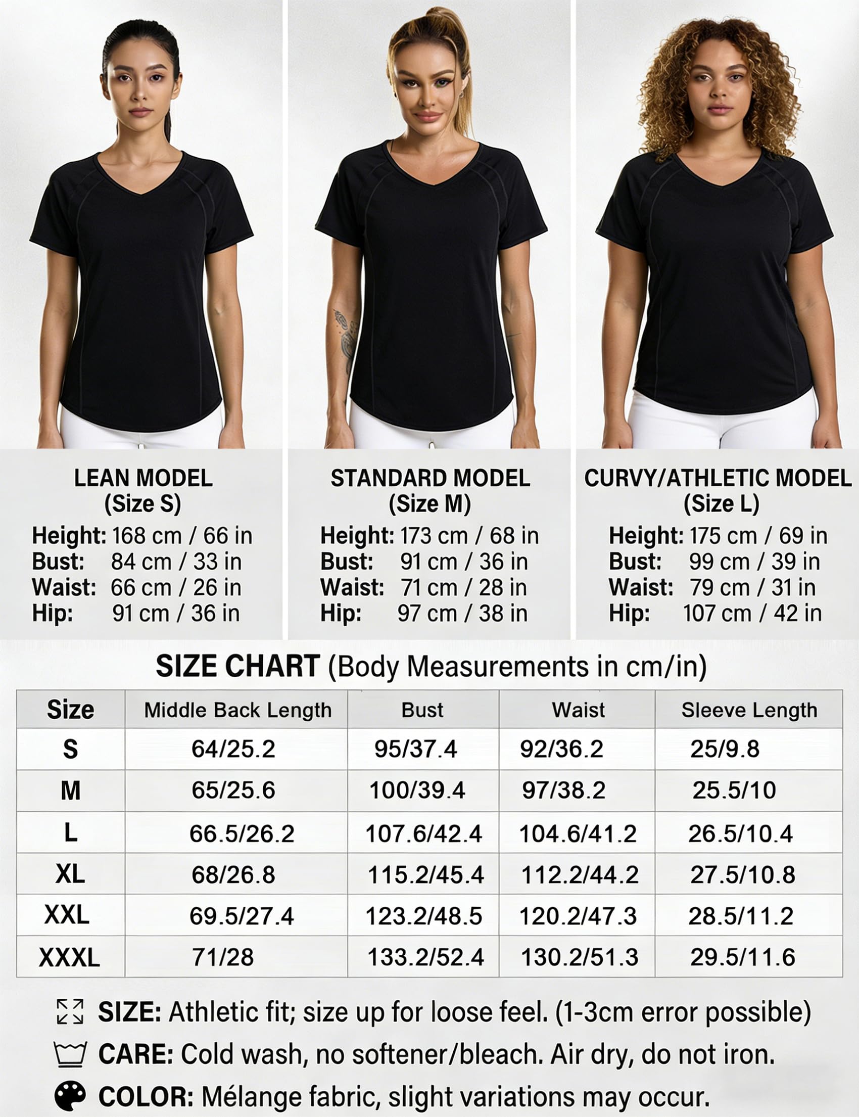 Camiseta Deportiva Manga Corta Mujer Camisetas Deporte Cuello en V Fitness Yoga Top Transpirable y Secado Rápido Ropa Entrenamiento Atlético S-3XL