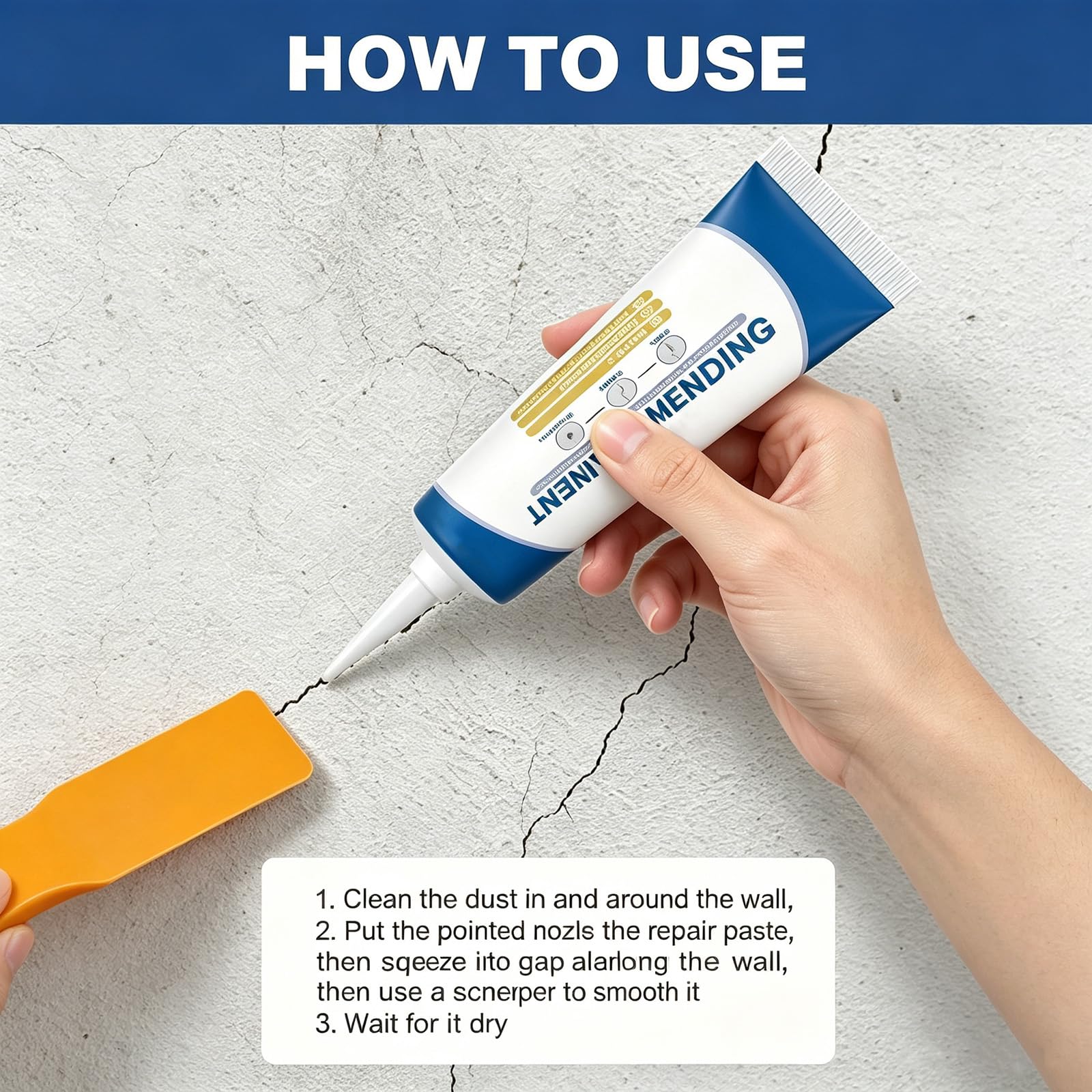 Stucco ad asciugatura rapida per fori di chiodi, crepe, kit fai da te per la riparazione di cartongesso, pasta per stucco murale, miscela di stucc/o leggera. (6pcs)