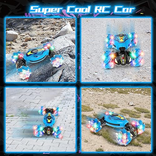 Miniatura 6 de Cusocue Auto de acrobacias RC con detección de gestos, auto de juguetes RC controlado a mano de 2.4GHz, auto de control remoto con música ligera,