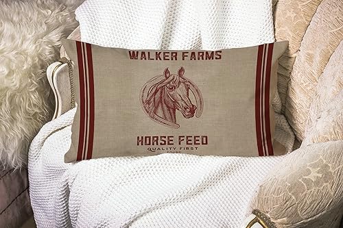 Miniatura 2 de Smooffly Walker Farms - Funda de almohada decorativa, saco de alimentación de caballos de arpillera, funda de almohada lumbar moderna de granja,