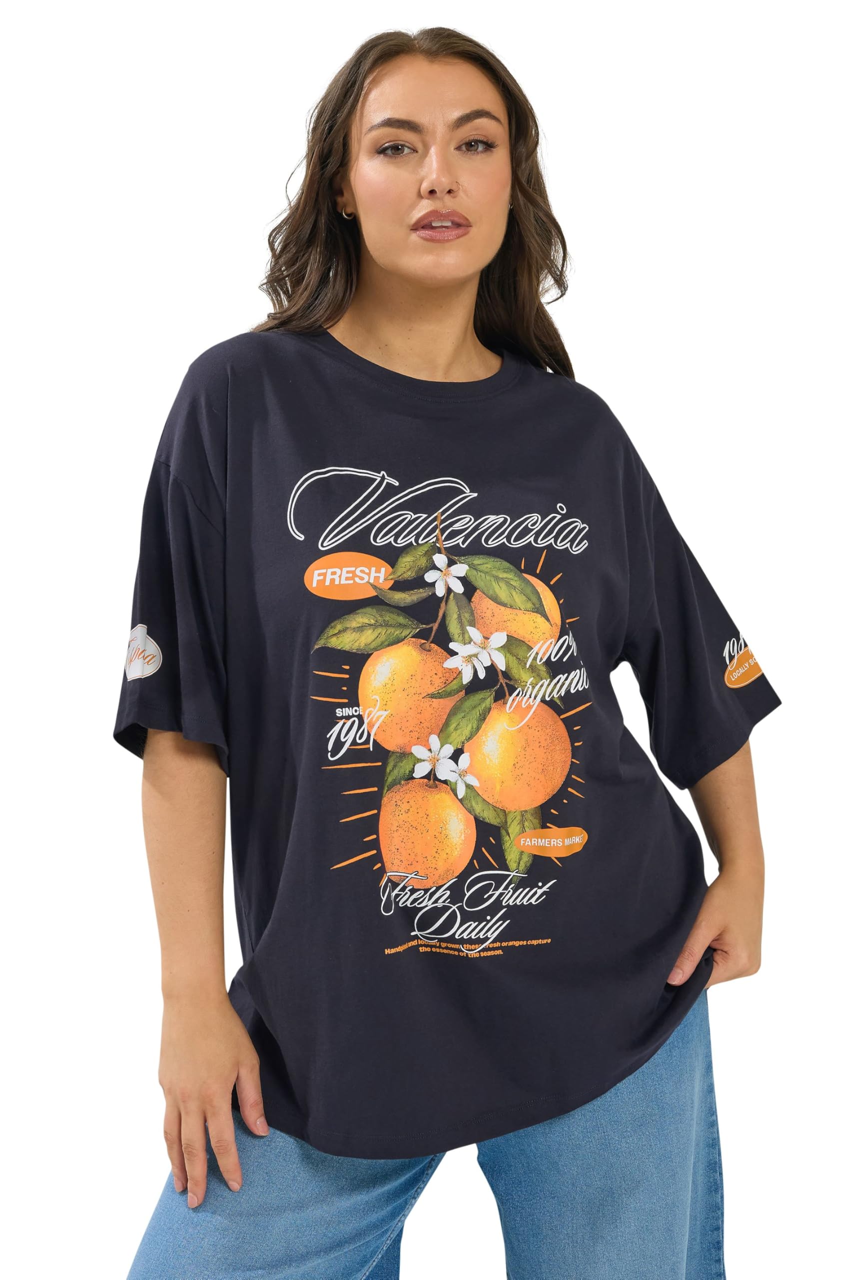 Yours Women's Navy Curve Blue 'Valencia' Relaxed T-Shirt - Plus Size Curve