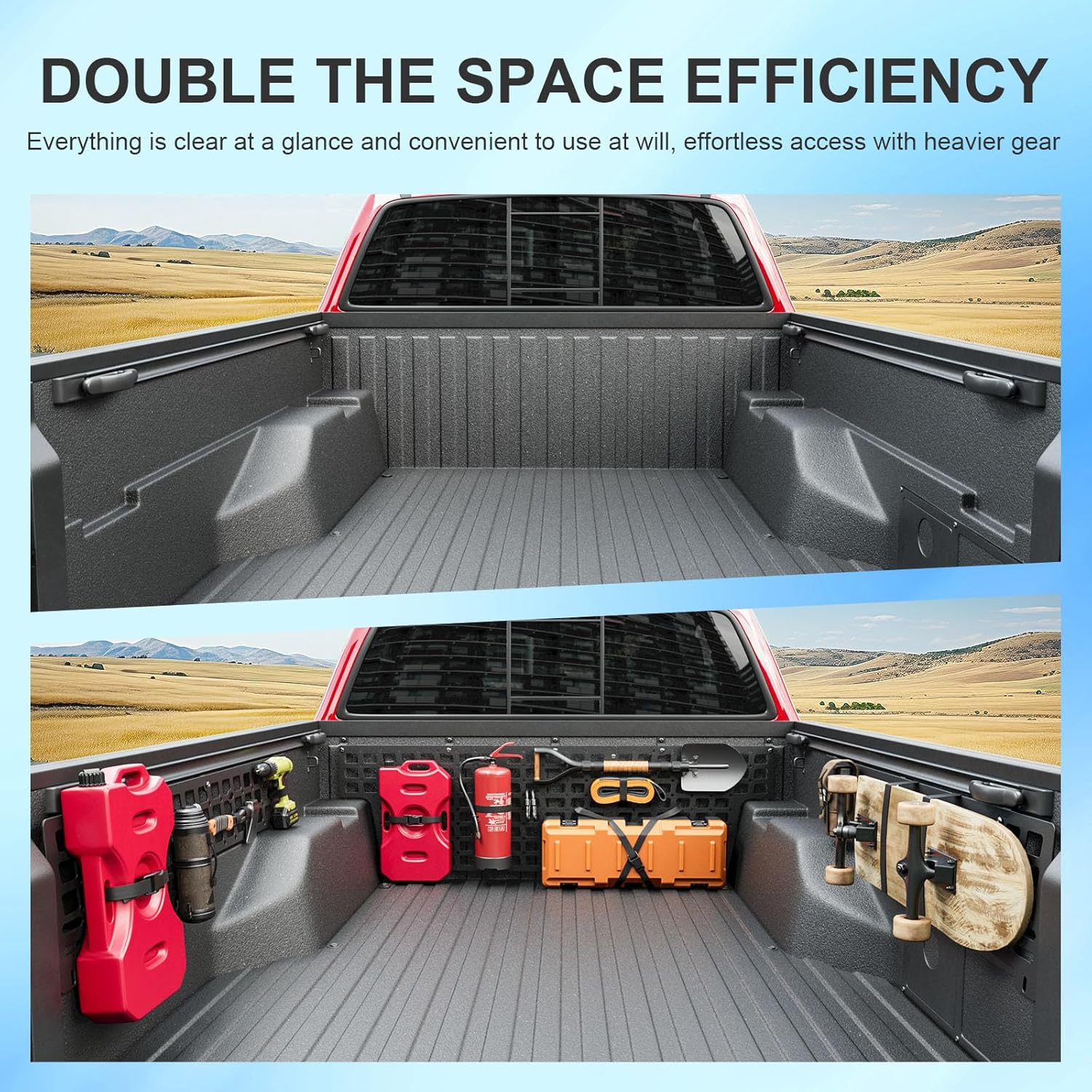 SZYANG 5FT Bed Molle Panel Compatible with 05-23 Tacoma Front Truck Bed Panel System Replacement for 2005-2023 Toyota Tacoma Accessories(2005-2023,Side Bed Molle Panel+Front Bed Molle Panel)