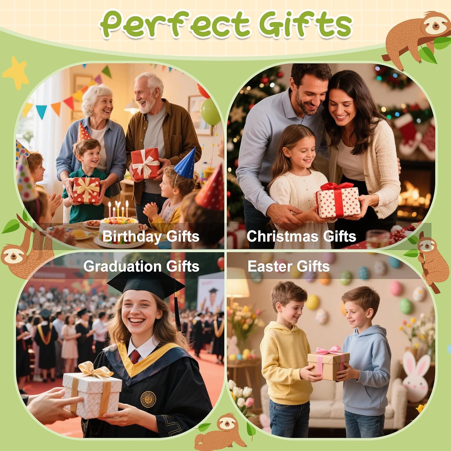 Sloth Night Light, Cute Squishy Lamp for Bedroom, Silicone Animal Dimmable & Timer Rechargeable Nightlight for Girls Boys Kids, Home Decor Christmas Birthday White Elephant Gifts - Image 6