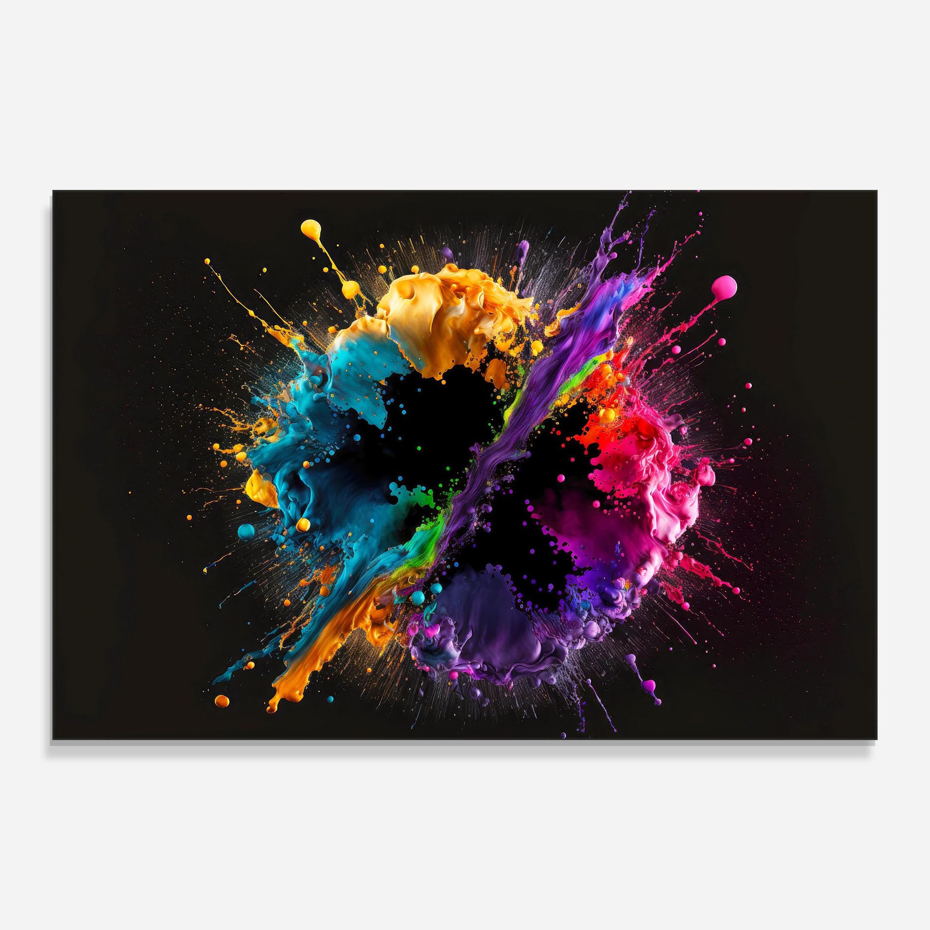 ARTHUB® Moderne impression sur verre 50x70 cm, 4mm verre trempé | Tableau en verre salon et chambre, Décoration murale moderne, Décoration intérieure, abstrait, Oily Splash Explosion