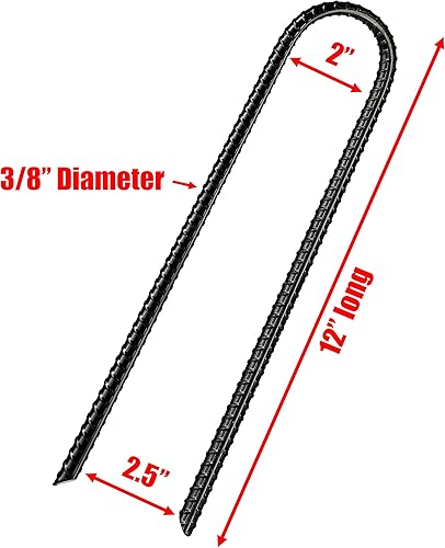 Miniatura 2 de VASGOR Juego de 4 estacas de viento para trampolines de 12 x 2 pulgadas, acero recubierto de polvo negro, anclajes de suelo en forma de U