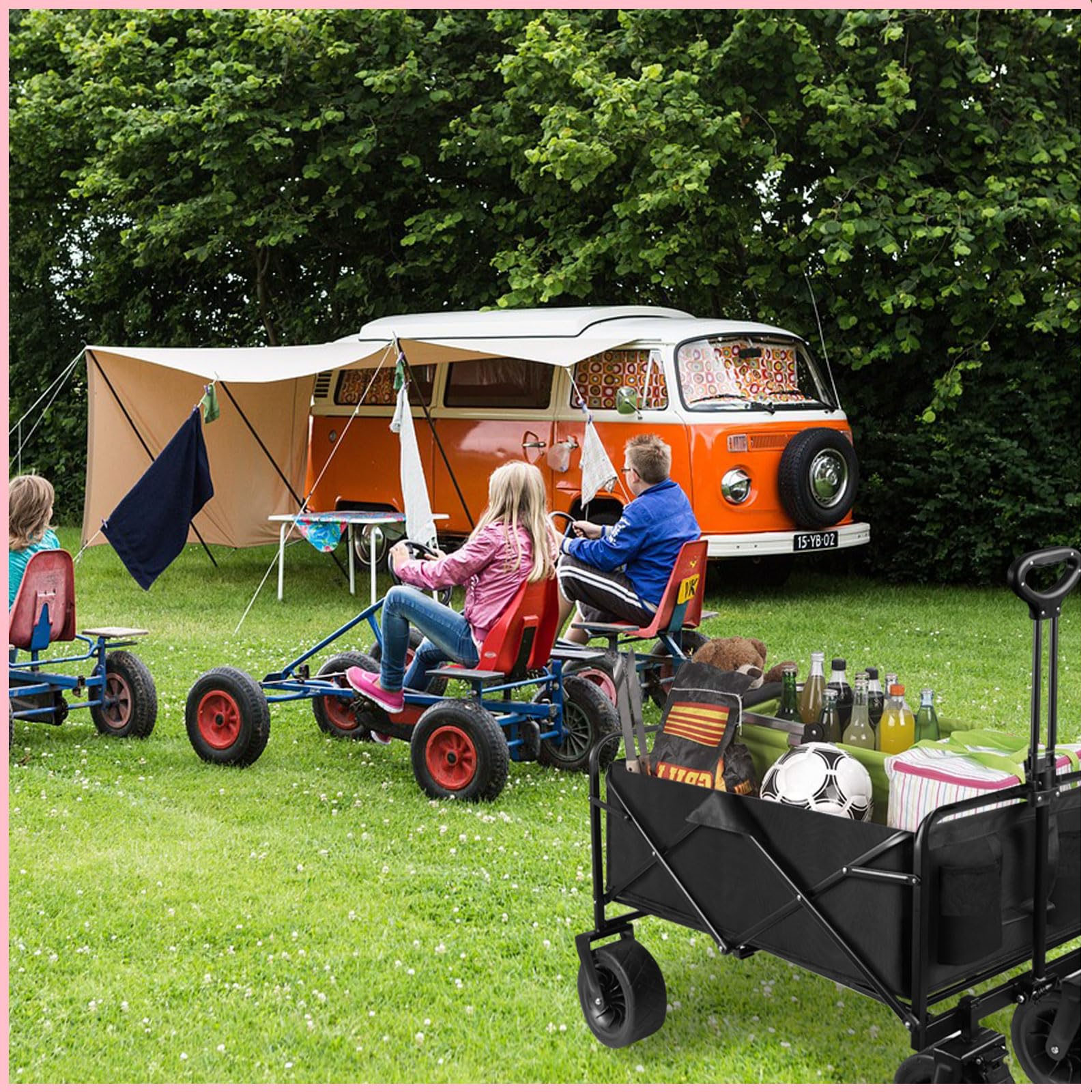 Amazon.com : Camping Trolley Foldable Outdoor Picnic Camping Trolley Puller  Portable Camping Small Trailer 8 Inch Off-Road Wheels with Brakes : Patio,  Lawn & Garden