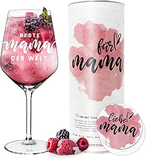 getbrave Weinglas | Beste Mama der Welt (530ml) in Geschenkbox | Das Geschenk zu Muttertag | Weihnachten | Geburtstagsgeschenk | Rotweingläser Weißweingläser