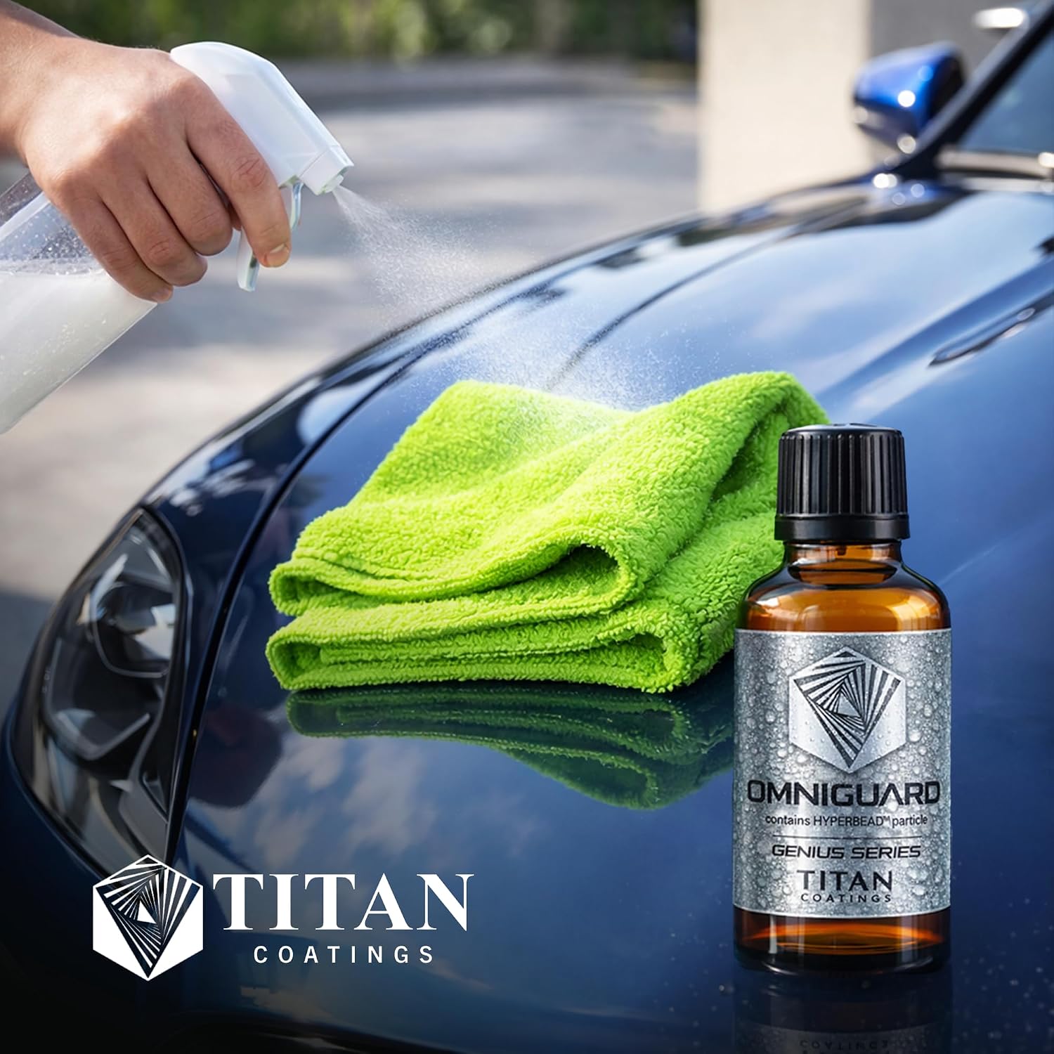 OMNIGUARD Concentrate with HYPERBEAD 34oz | 1L Quick Spray & Wipe Waterless Car Detailer - Cleans, Shines & Protects Paint, Glass, Wheels & Trim - No Pre Wash Needed - Long Lasting UV Shield