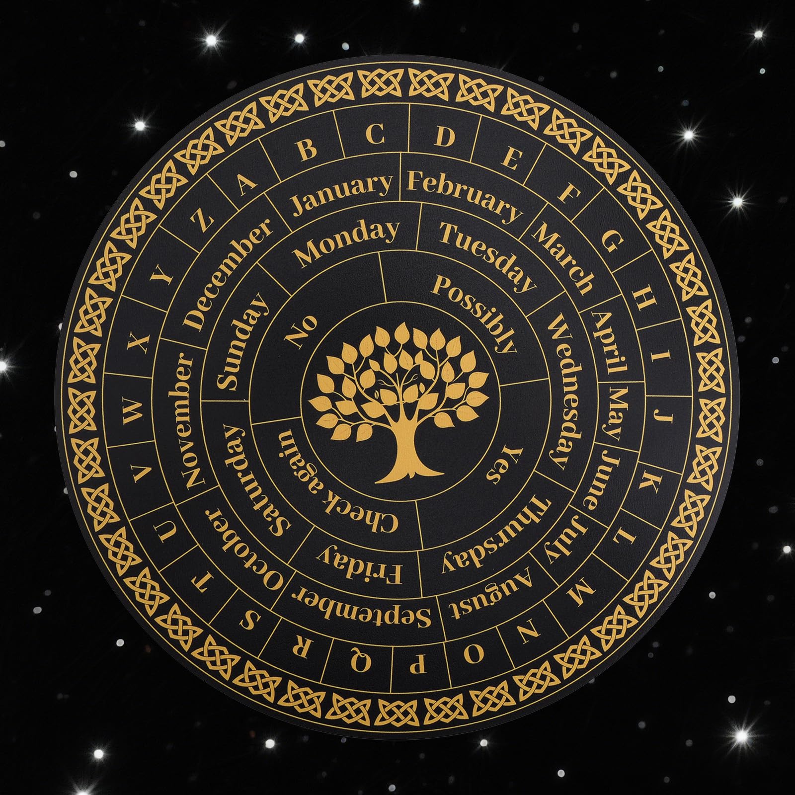 Tavola Divinatoria per Pendolo, 28cm Legno Albero della Vita Pendolo Tavola con Lettere Strumenti di Divinazione Forniture di Stregoneria per Principianti Professionisti